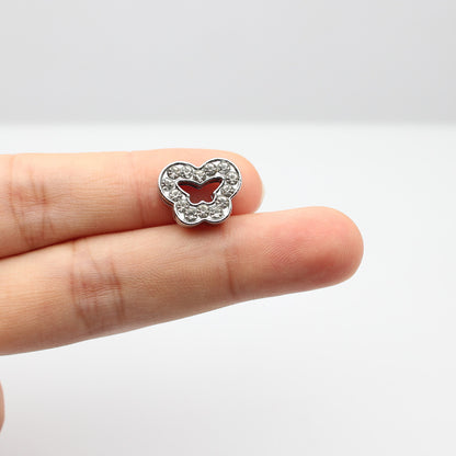 Chrome Alloy Rhinestone Beads Star Heart Crown Shapes 4pcs 7