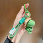 Cartoon Resin Dinosaur Keychain with Straw Hat Pastel Colors 7