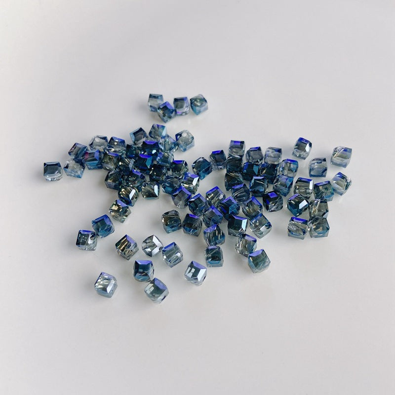 Geometric Square Glass Beads 5mm Transparent Perforated 10pcs 13