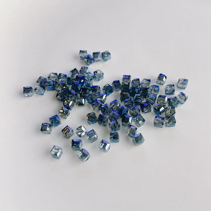 Geometric Square Glass Beads 5mm Transparent Perforated 10pcs 13