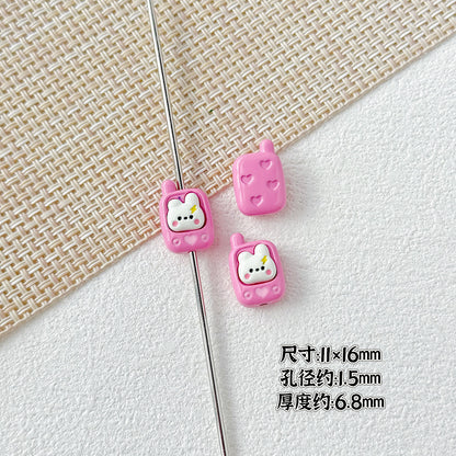 Painted Metal Beads 16mm Enamel Baking Phone & Yogurt Box 10pcs 10