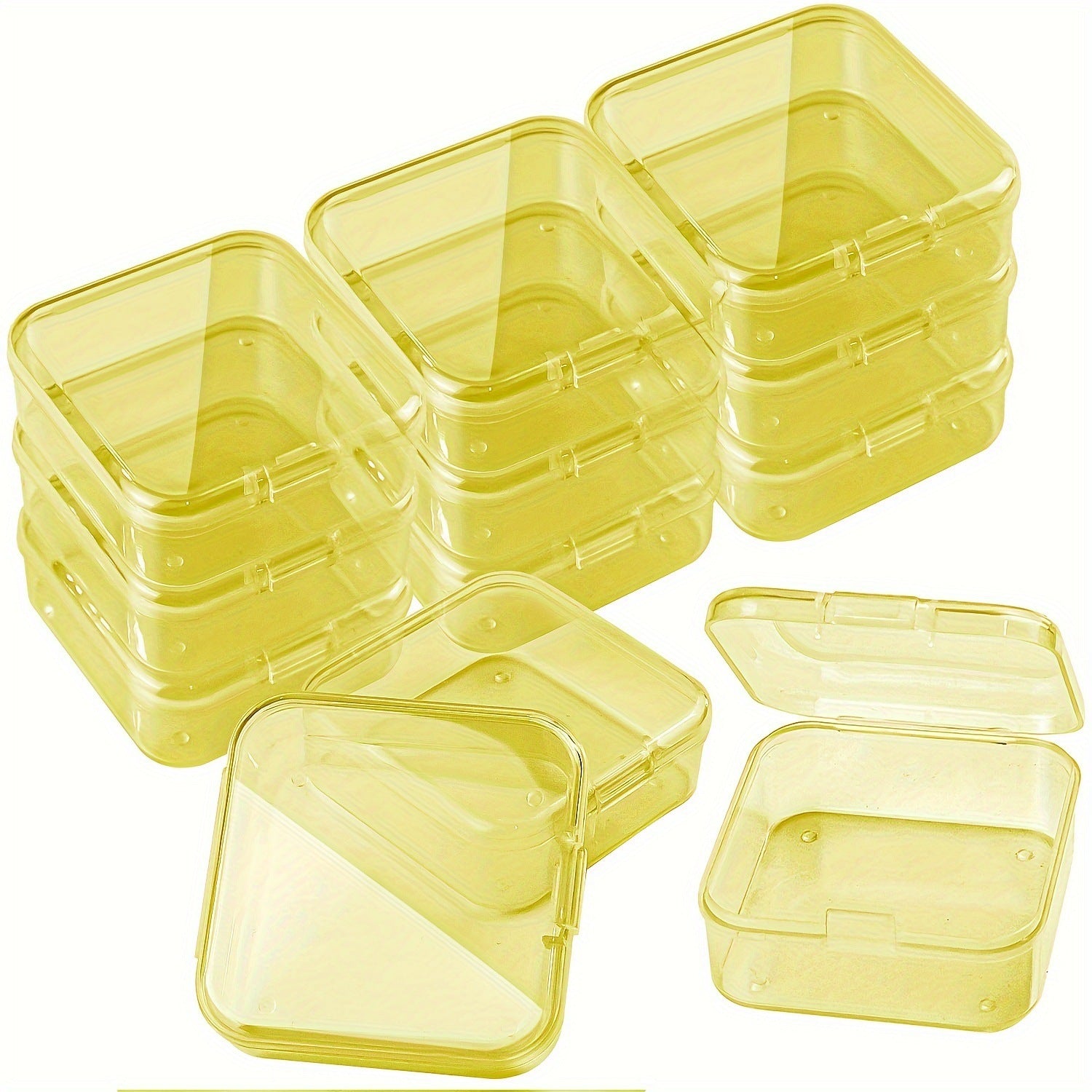 Colorful Clear Square Plastic Bead Storage Boxes 5.5x5.5x2cm 10pcs 9