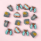 Silicone Focal Beads Turquoise Daisy Cattle Head Checkerboard Skull 20pcs 2