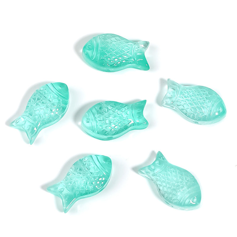 Small Fish Glass Beads 15mm Gradient Color Textured Finish 100pcs 8