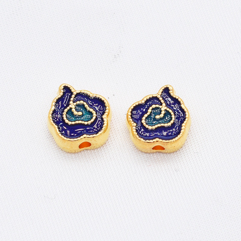 Irregular Cloud Metal Beads 10mm Gold Edged Enamel Plating 30pcs 3