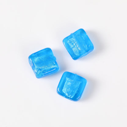 Vintage Transparent Lampwork Square Glass Beads 12mm 20pcs 10
