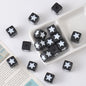 Acrylic Square Beads 14mm Black and White Tone 10pcs 10