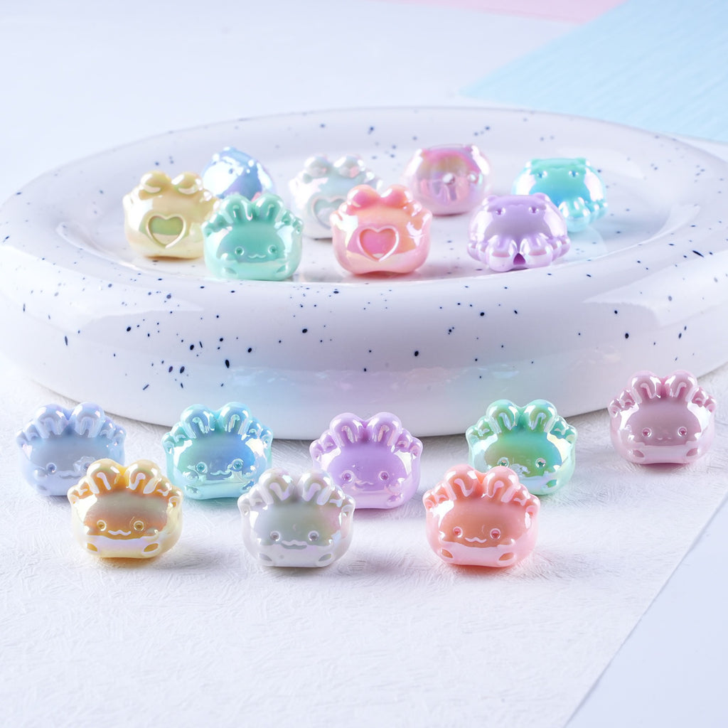 Plated Small Rabbit Acrylic Beads 17mm UV Iridescent Finish 50pcs 2
