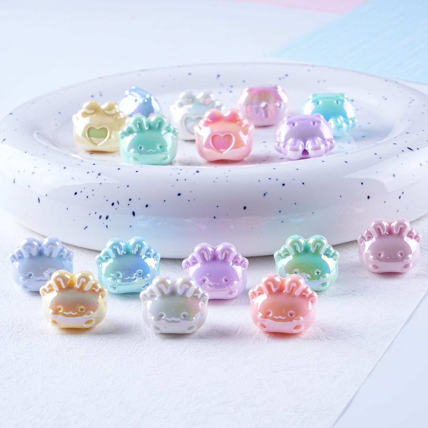 Plated Small Rabbit Acrylic Beads 17mm UV Iridescent Finish 50pcs 2