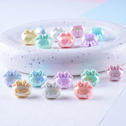 Plated Small Rabbit Acrylic Beads 17mm UV Iridescent Finish 50pcs 2
