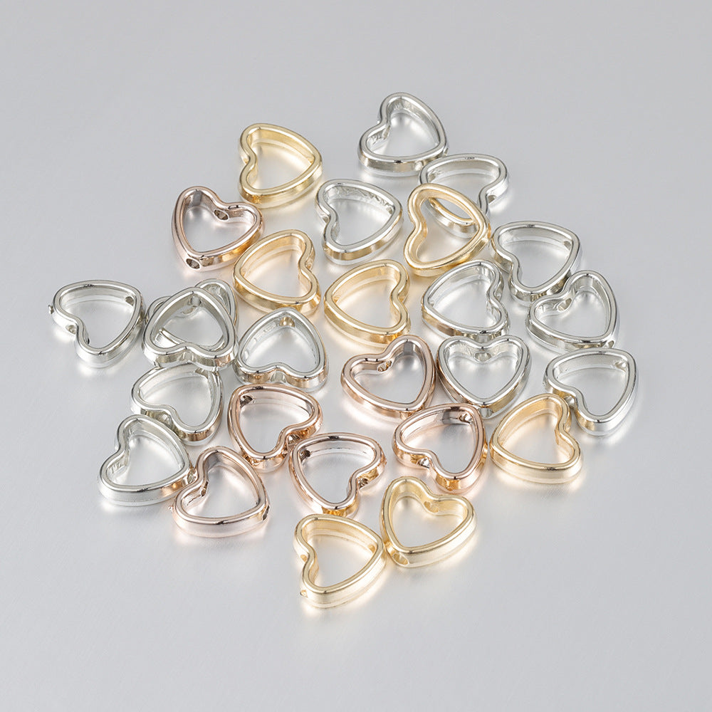 Hollow Heart Acrylic Beads 11x12mm CCB Plastic Mixed Colors 100pcs