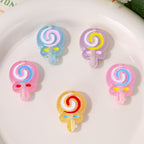 Glossy Lollipop Resin Beads 28mm Pastel Swirl Bow 10pcs 2