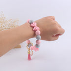Bow Silicone Bead Wristlet Keychain Vibrant Colors 14cm 4