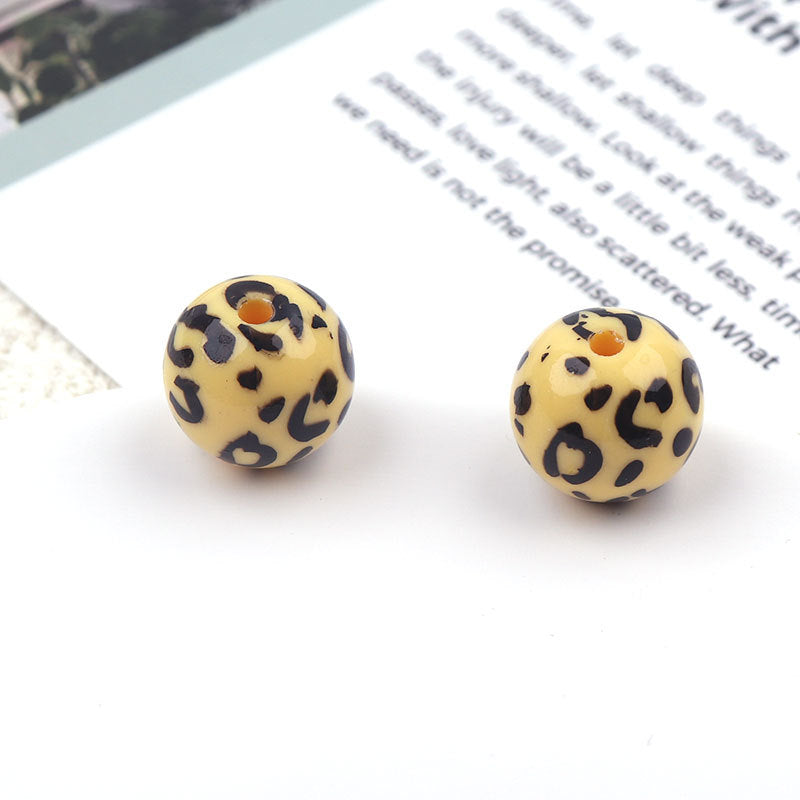 UV Plating Round Acrylic Beads 16mm Candy Colored Leopard Print 20pcs 10