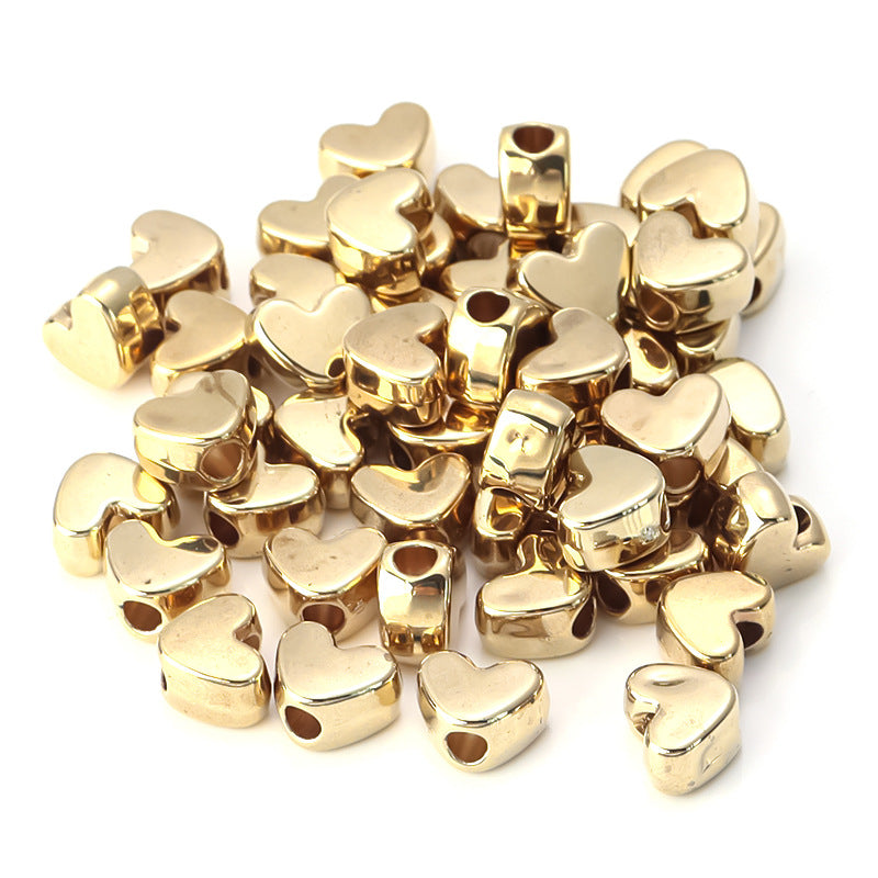 Plating Heart Acrylic Beads 12mm Large Hole Mixed Colors 100pcs 7