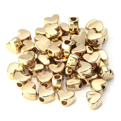 Plating Heart Acrylic Beads 12mm Large Hole Mixed Colors 100pcs 7