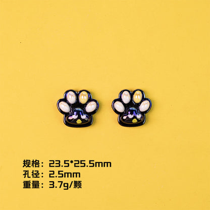 Glossy Pastel Cat Paw Resin Beads 25mm Shiny Plating 10pcs 11