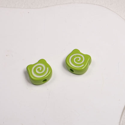 Painted Spiral Bear Acrylic Beads 11mm Colorful Glossy 50pcs 14