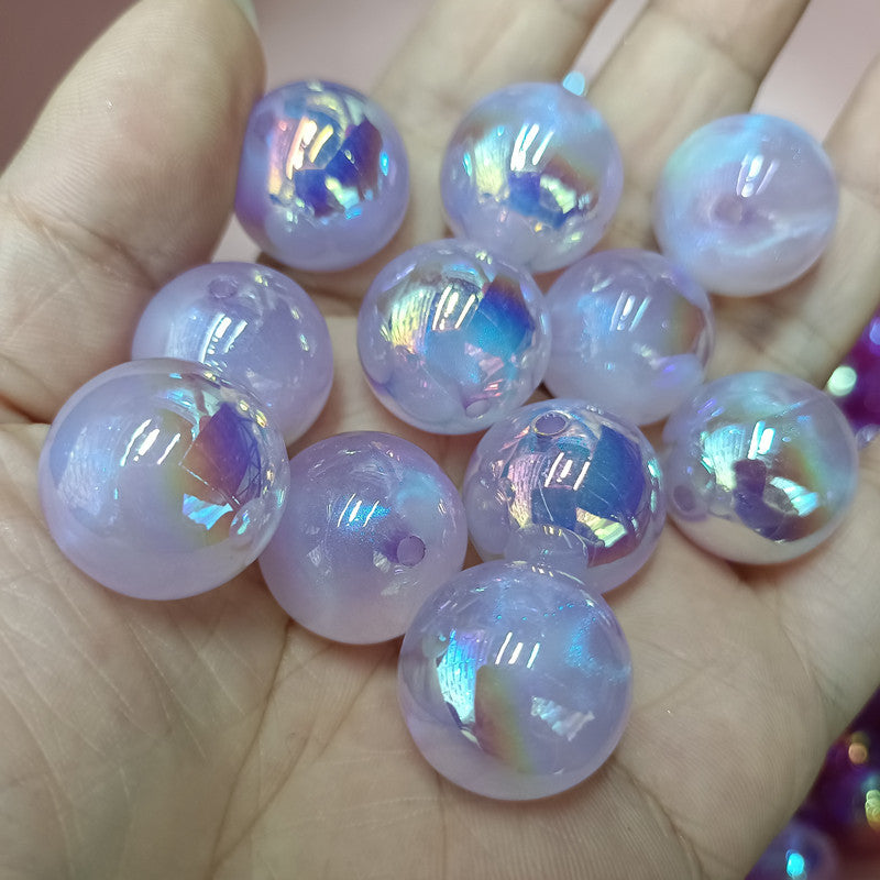 Glitter Bubblegum Beads 20mm Plating Shimmer Iridescent Pastel 50pcs 3