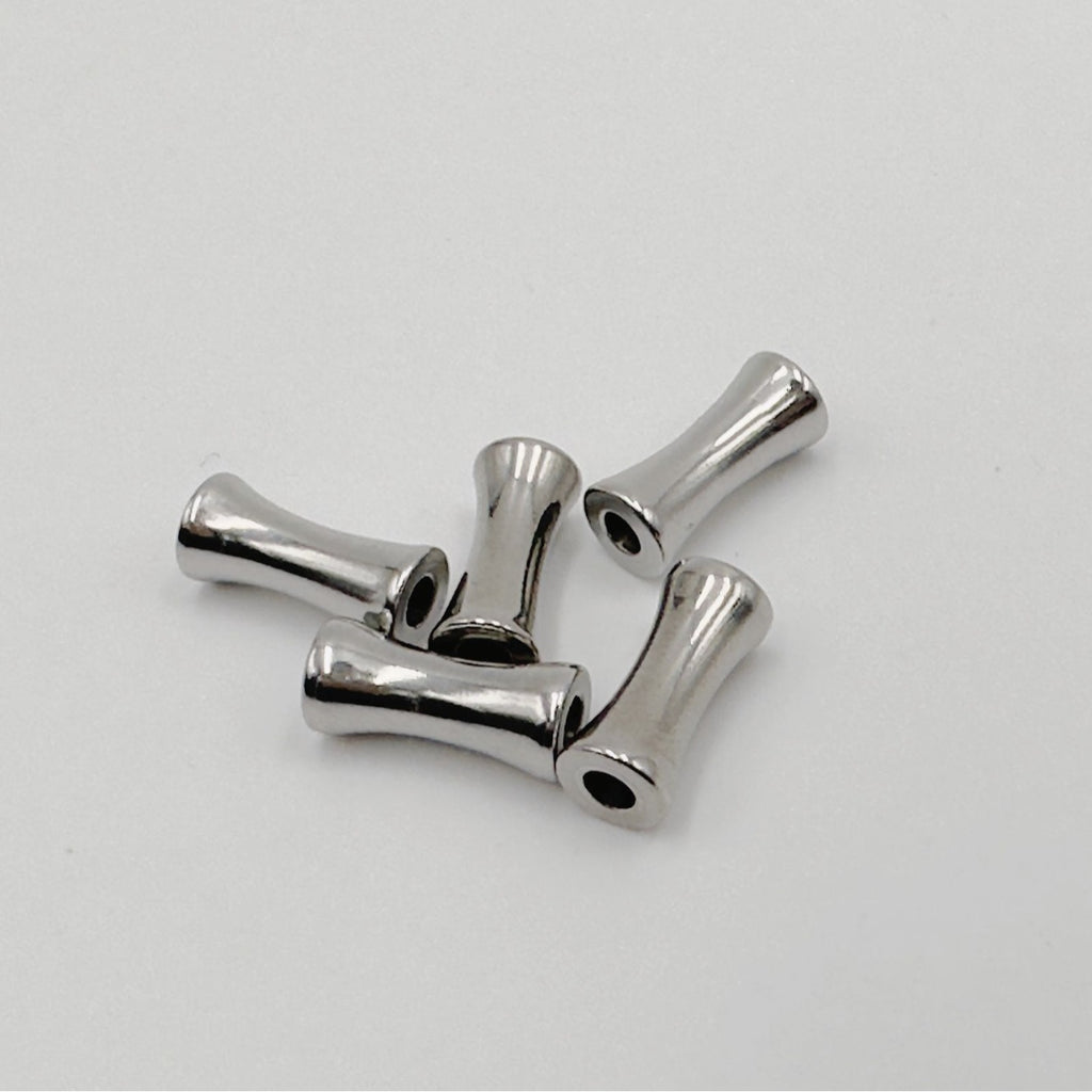 Stainless Steel Bamboo Tube Metal Beads 8mm 12mm Polished Silver 30pcs