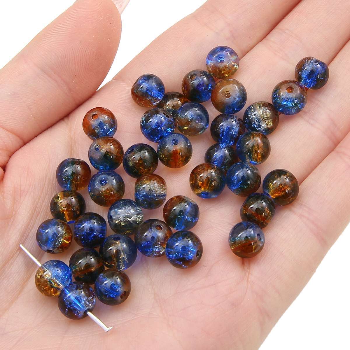 Crackle Round Glass Beads 10mm Assorted Colors 40pcs 21