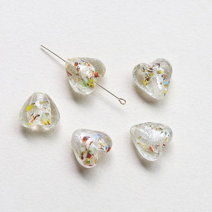 Lampwork Glass Beads Heart 15mm Gold Foil Mixed Colors 20pcs 9