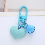 Acrylic Resin Heart Keychain Creative Faceted Surface with Bell Charm 4