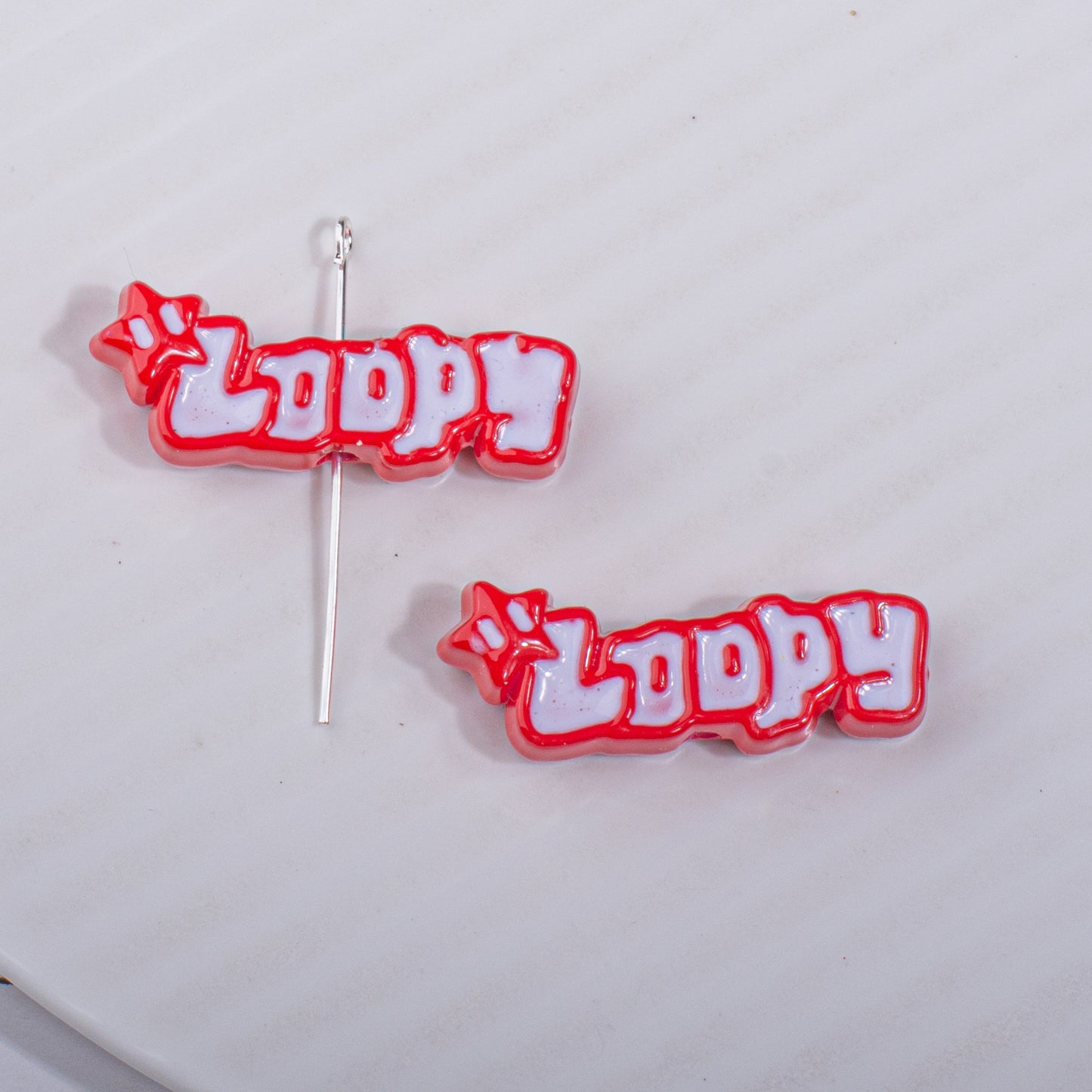 Painted Loopy Acrylic Beads 12x33.6mm Double Color Small Beaver Plate 10pcs 3