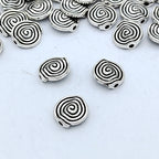 Irregular Spiral Pattern Metal Beads 10mm Antique Silver Tone 200pcs 2