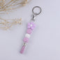Flower Silicone Bead Keychain Colorful Floral Tassel Charm 8