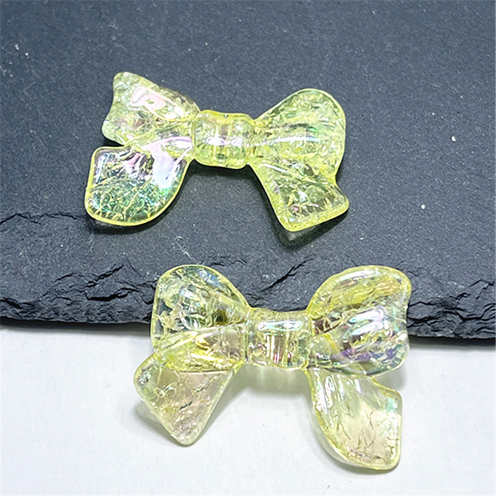Plating Crackle Butterfly Bow Acrylic Beads 22x32mm Translucent Pastel 100pcs 8