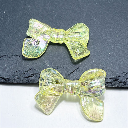 Plating Crackle Butterfly Bow Acrylic Beads 22x32mm Translucent Pastel 100pcs 8
