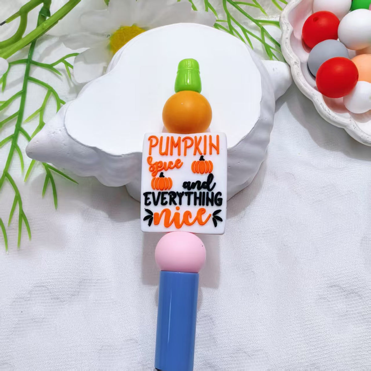 Silicone Focal Beads Halloween Pumpkin Car with Bow 20pcs 11