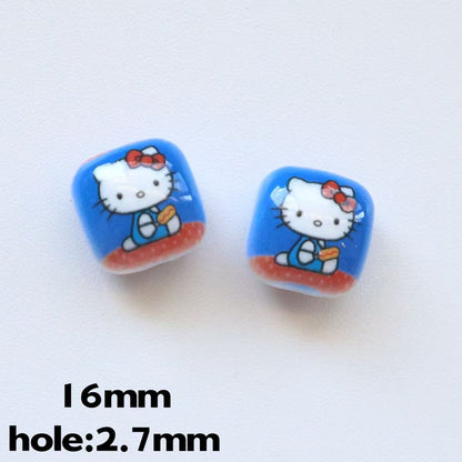 Double-Sided Blue Tone Square Acrylic Beads 16mm Printed 20pcs 10
