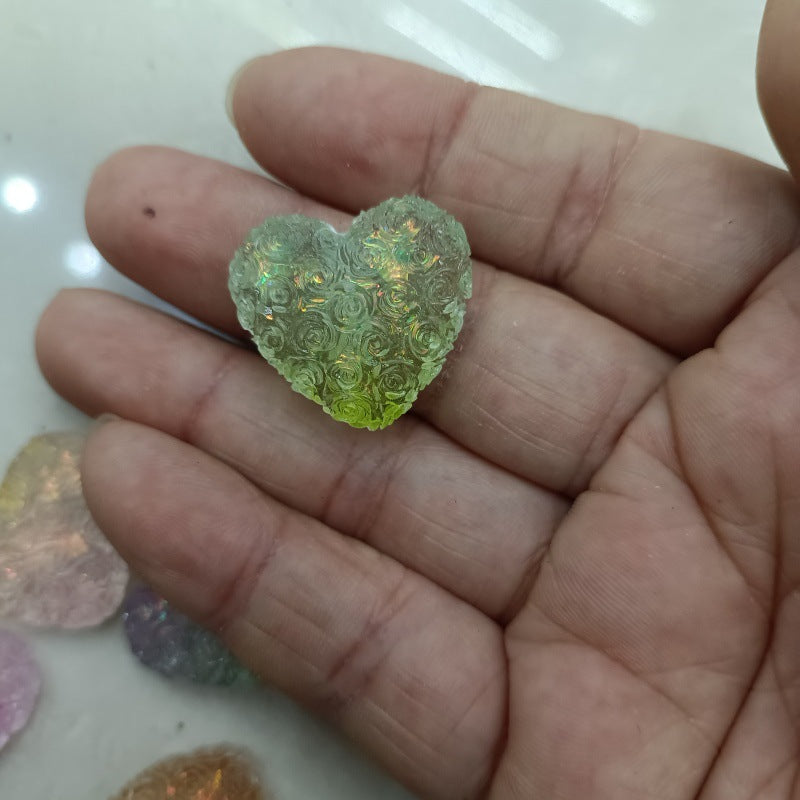 Gradient Floral Heart Acrylic Beads 25mm Pastel Colors 50pcs 10