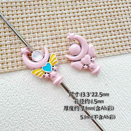 Wand Metal Beads Painted Anime Style Alloy 10pcs 26