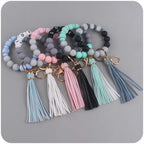Silicone Bead LOVE Wristlet Keychain with Tassel Charm 4