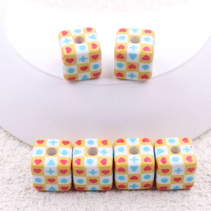 Painted Square Acrylic Beads 13mm Crayon Shin-Chan Printed 50pcs 12