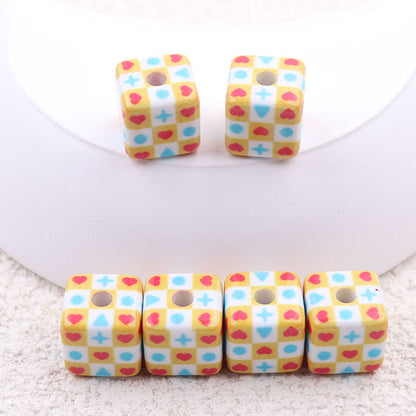 Painted Square Acrylic Beads 13mm Crayon Shin-Chan Printed 50pcs 12