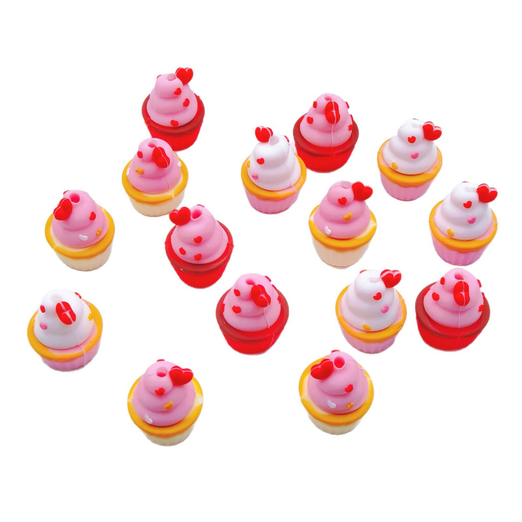 Silicone 3D Focal Beads Valentine Cake Hearts Layered Liner 20Pcs 5