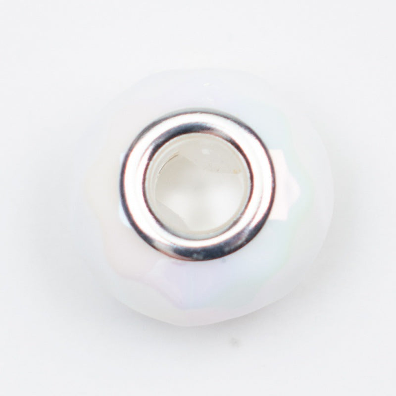 Acrylic Faceted Spacer Beads 15mm UV Plating Large Hole 20pcs 6
