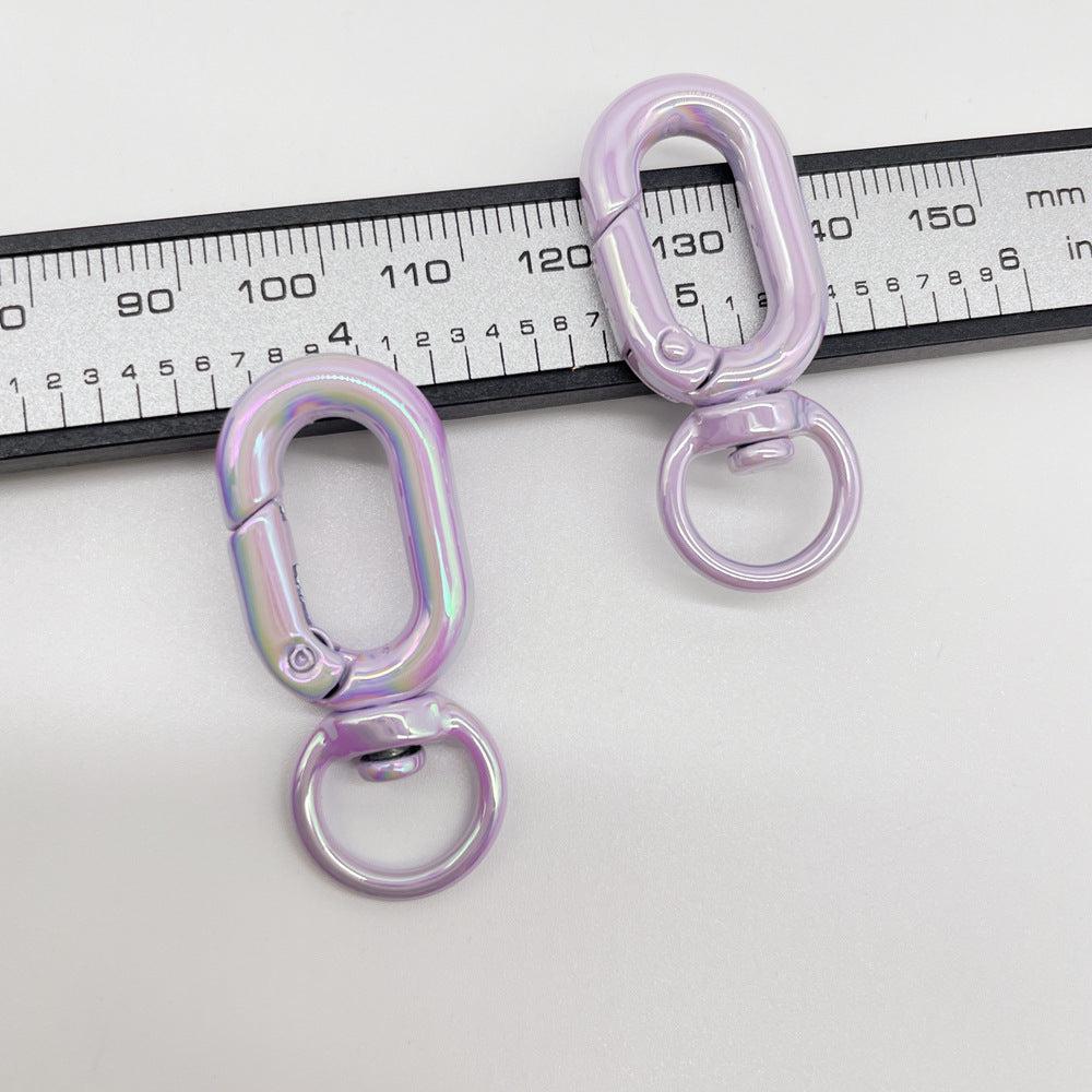 Colorful Zinc Alloy O Shaped Swivel Buckle Keychain Clasps 38mm 5pcs 16