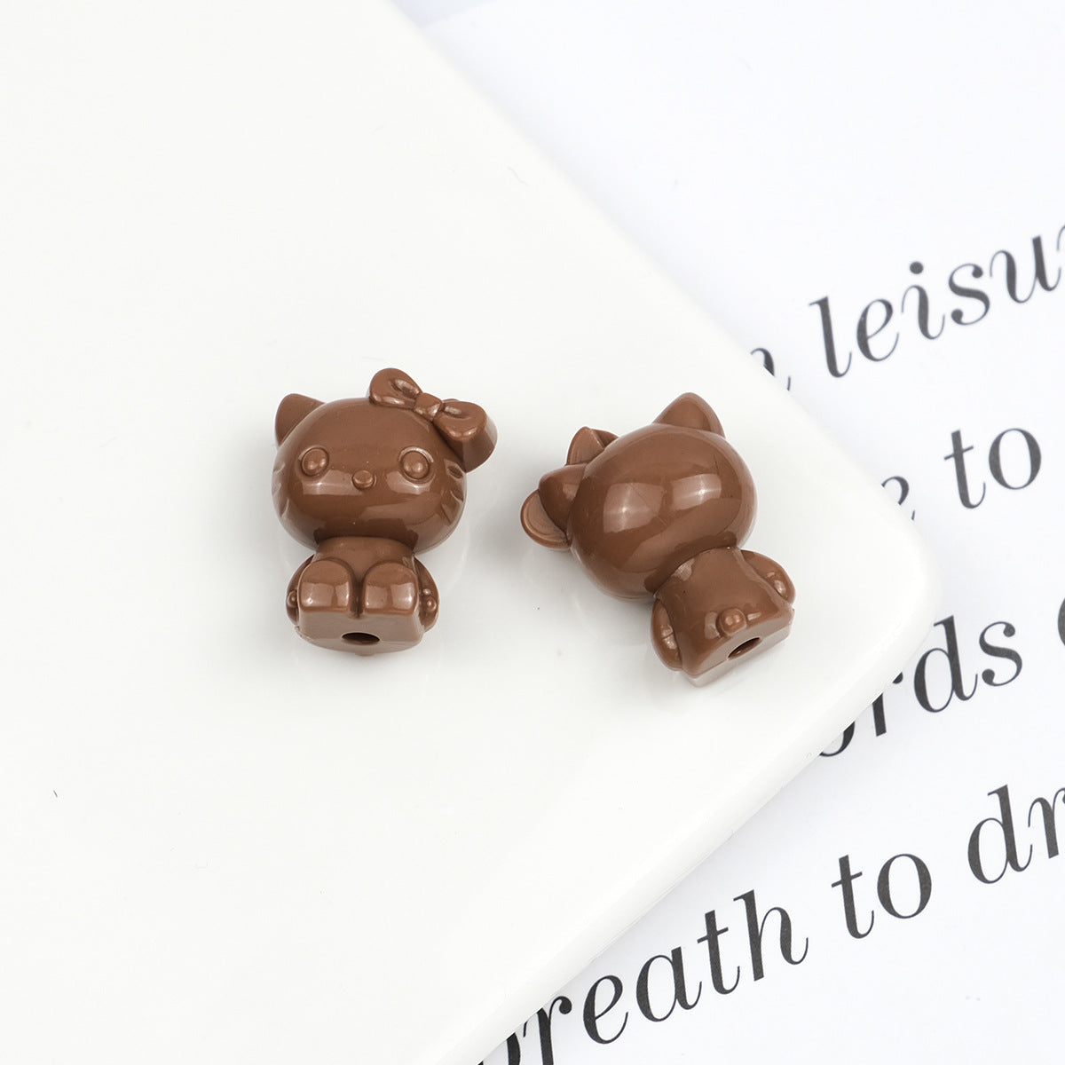 Maillard Color Hello Kitty Acrylic Beads 19mm Glossy Coffee Tones 50pcs 6