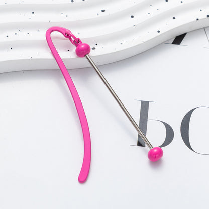 Beadable Bookmark Metal Curved Design Shiny Bead Ends Multicolor 10