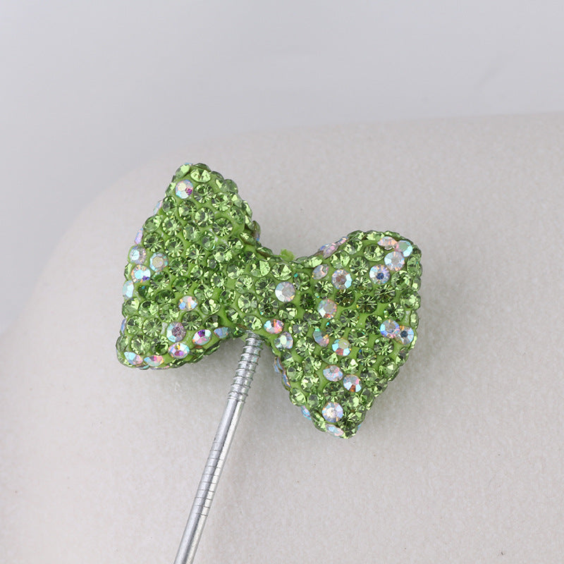 Rhinestone Bow Clay Beads 30mm Full Covered 5pcs 16