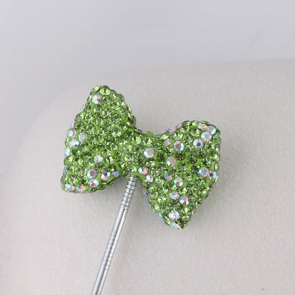 Rhinestone Bow Clay Beads 30mm Full Covered 5pcs 16