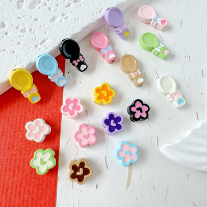 Spoon and Flower Metal Beads 15mm and 9mm Baking Painted 20pcs 4