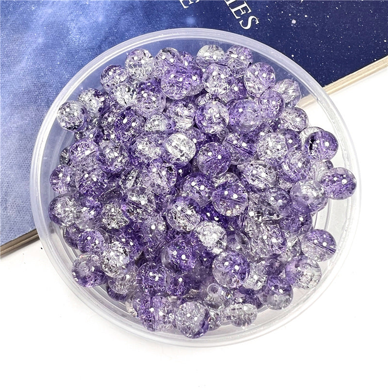 Crackle Flower Glass Beads 8mm Soft Purple Blue Gradient 3 Strands 33