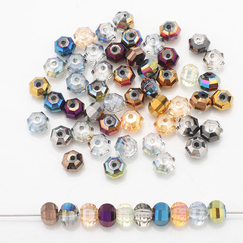 Glass Faceted Spacer Beads 8mm Plating Metallic Color 60pcs 31