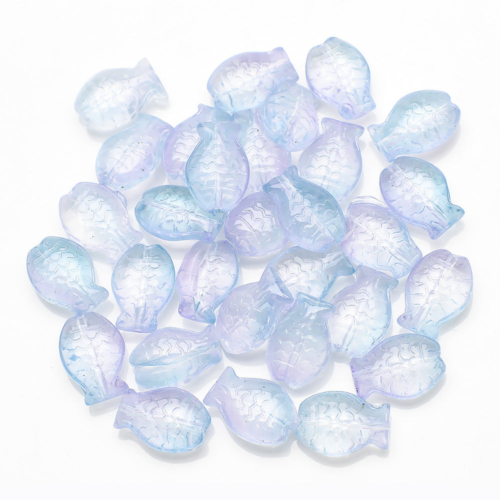 Electroplated Small Fish Glass Beads 10x14mm Translucent 30pcs 30